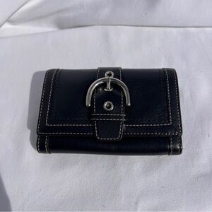 Vintage Coach Soho Buckle Bifold Black Leather Wallet